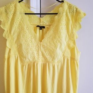 Sleeveless eyelet lemon yellow top